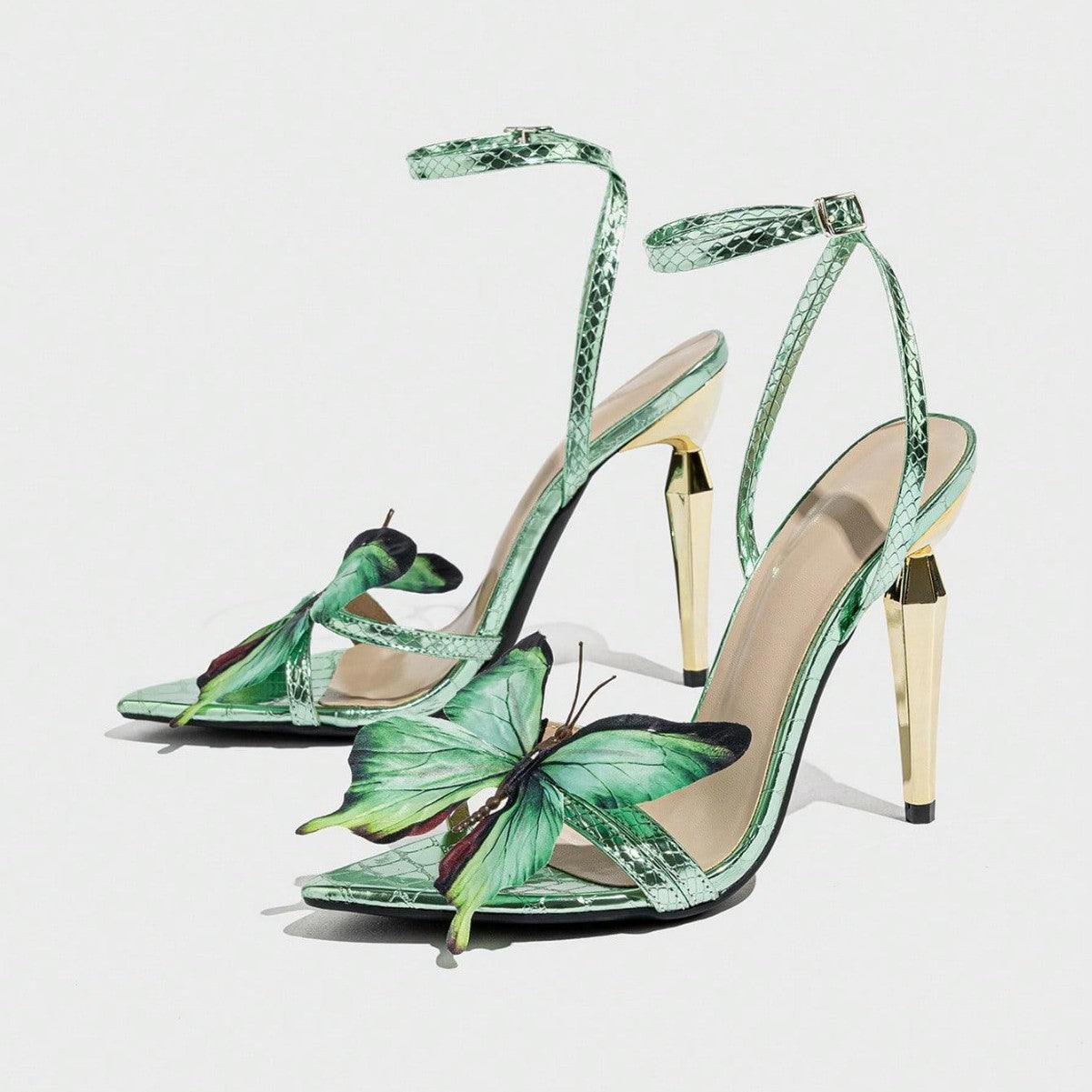 Women's Three-dimensional Butterfly Decorative Electroplated Stiletto Heel Sandals - My Store