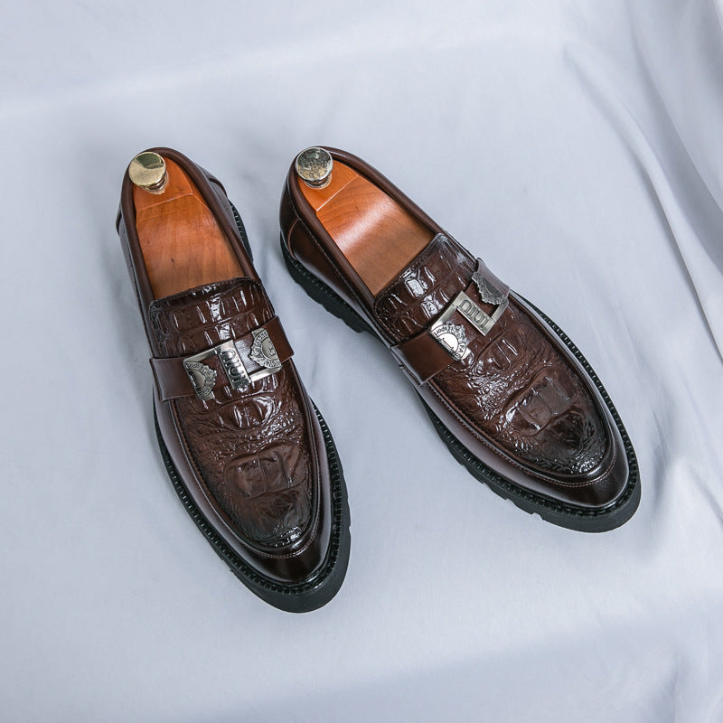 Thick Bottom Slip-on Business Casual Leather Shoes - My Store