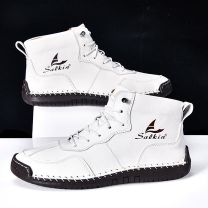 Leather Shoes High-top Retro Casual Boots - My Store