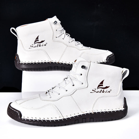 Leather Shoes High-top Retro Casual Boots - My Store