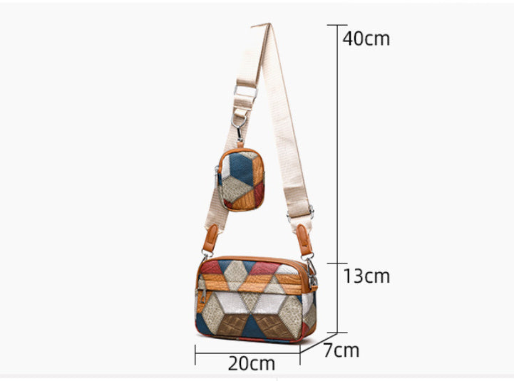 Retro Fashion Stitching Contrast Color Small Square Bag - My Store