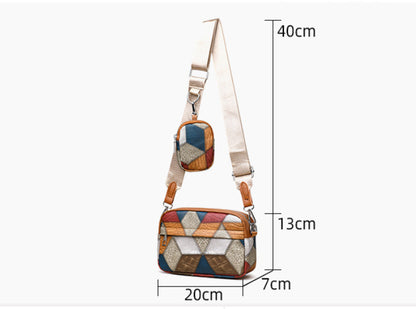 Retro Fashion Stitching Contrast Color Small Square Bag - My Store