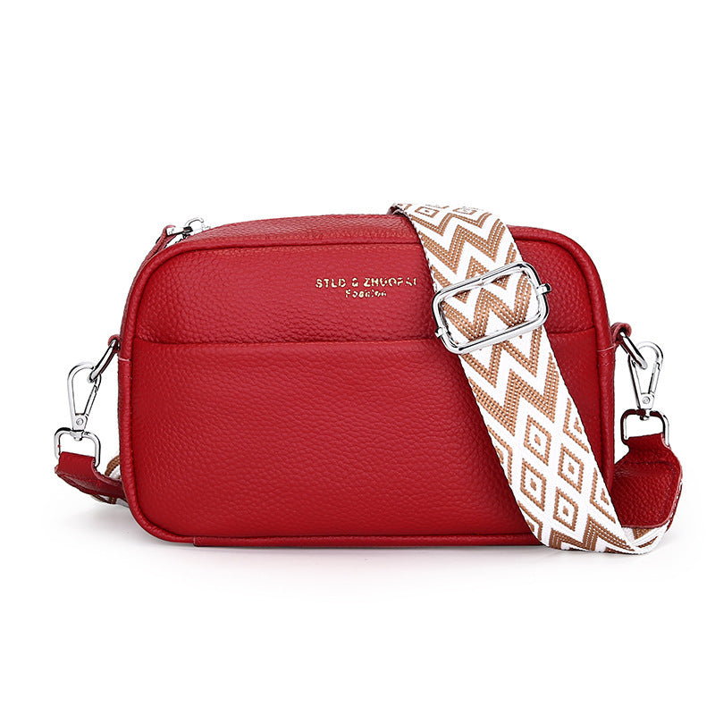 Fashion Simple Shoulder Messenger Bag Top Layer Cowhide Small Square Bag - My Store