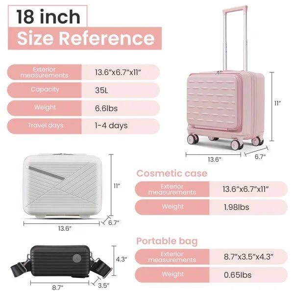18 Inch Carry On Luggage, Three Pieces - My Store