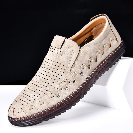 Men's Outdoor Casual Shoes Slip-on Flat Handmade Leather Shoes - My Store