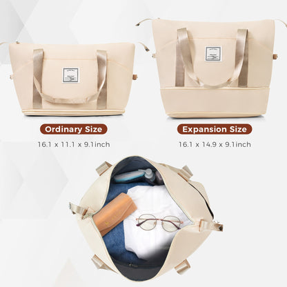 4-piece Suitcase Set With USB Port, Expandable ABS Durable Suitcase With Travel Bag, Cup Holder, With Spinner Wheels, Beige - My Store