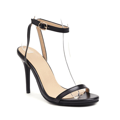Sexy Stiletto Heel Super High Buckle Hollow-out Solid Color Sandals - My Store