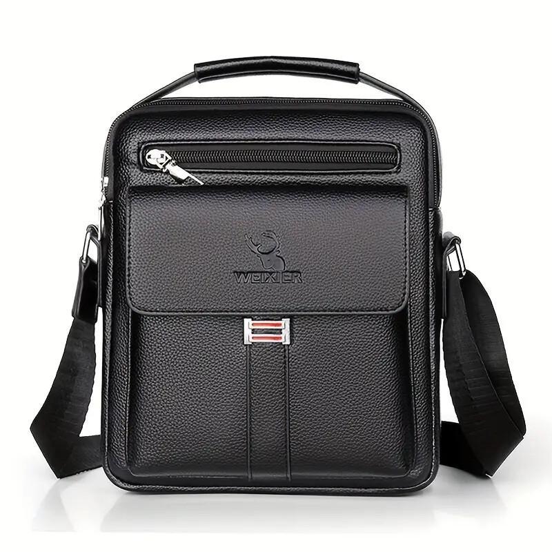 Leather Messenger Crossbody Shoulder Bag For Men Work Business Casual Adjustable Straps With Metal Zipper - My Store