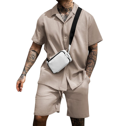 Men's Casual And Comfortable Polo Short-sleeved Shorts Suit - My Store