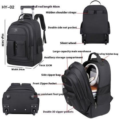 Trolley Backpack Ultra-light Trolley Bag Large Capacity Single-directional Wheel - My Store