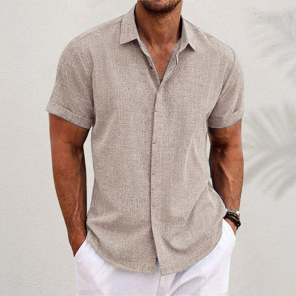 Men's Solid Color Loose Linen Short-sleeved T-shirt - My Store