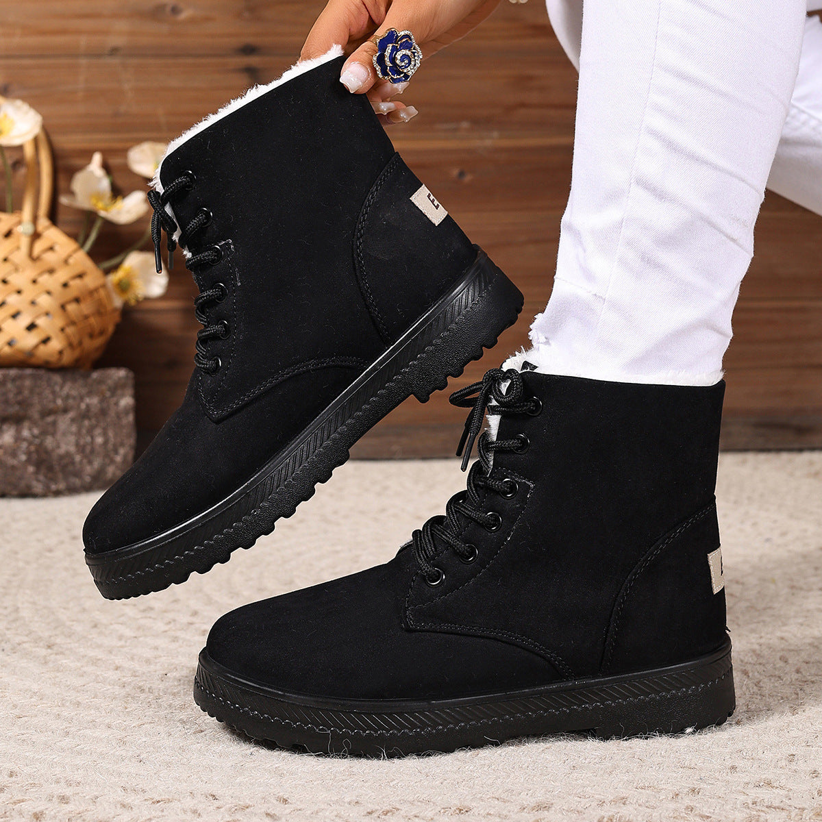 Women's Fashionable Waterproof High-top Cotton-padded Snow Boots - My Store