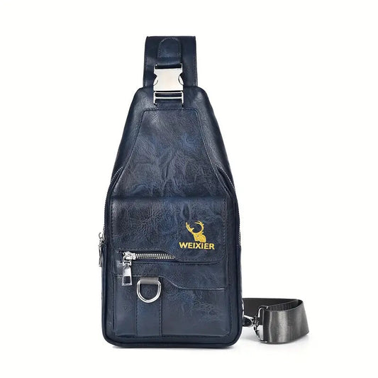 Premium PU Leather Vintage-Style Chest Bag - Spacious Multi-Compartment Crossbody Bag With Waterproof Design, Large Capacity, And Stylish Casual Look For Men - My Store