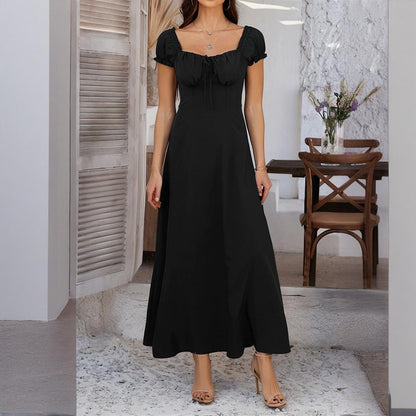 Women's Bohemian Backless Maxi Dress Flowy Ruffled Beach Dress With Adjustable Belt Summer Vacation Boho Dress For Casual Outings - My Store