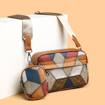Retro Fashion Stitching Contrast Color Small Square Bag - My Store