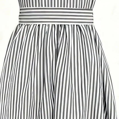 Women's Summer One Shoulder Striped Midi Dress Elegant Tie Waist Bodycon Dresses With Pockets - My Store