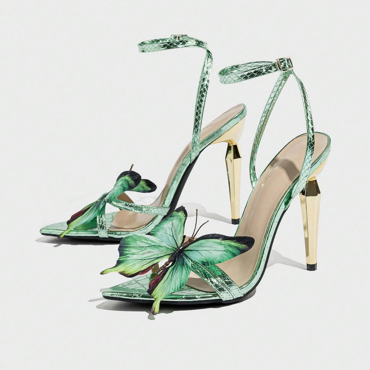 Women's Three-dimensional Butterfly Decorative Electroplated Stiletto Heel Sandals - My Store