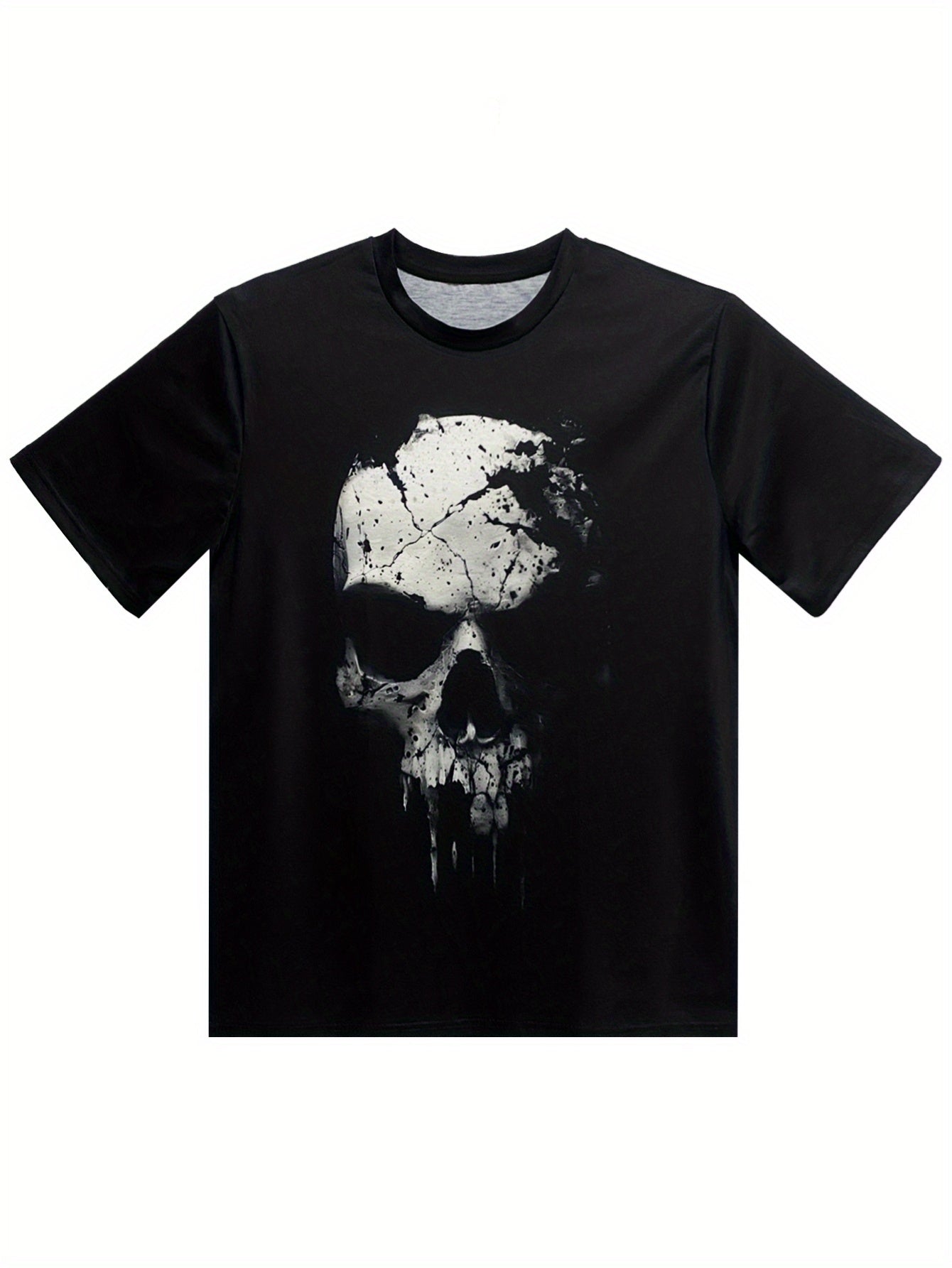 A Novel And Cool Top For Men To Wear Outdoors In Summer, Featuring A 3D Digital Shattered Skull Pattern And A Round Neck Short Sleeved T-shirt - My Store