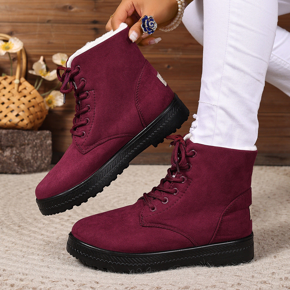 Women's Fashionable Waterproof High-top Cotton-padded Snow Boots - My Store