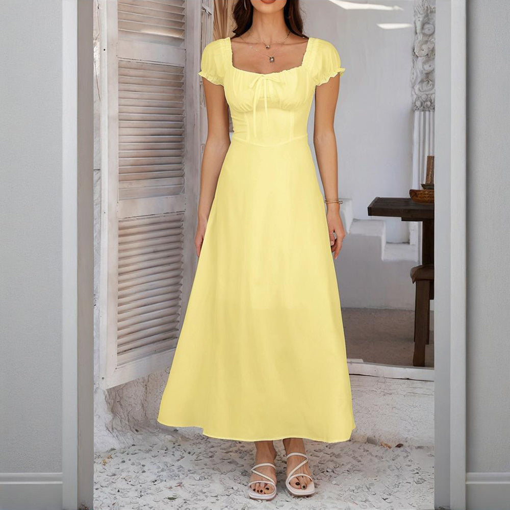 Women's Bohemian Backless Maxi Dress Flowy Ruffled Beach Dress With Adjustable Belt Summer Vacation Boho Dress For Casual Outings - My Store