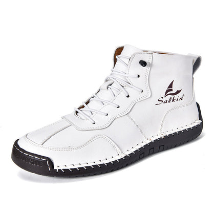 Leather Shoes High-top Retro Casual Boots - My Store