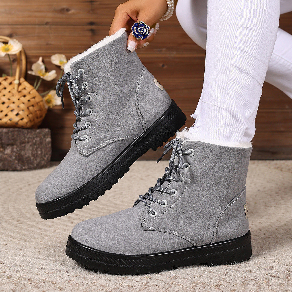 Women's Fashionable Waterproof High-top Cotton-padded Snow Boots - My Store