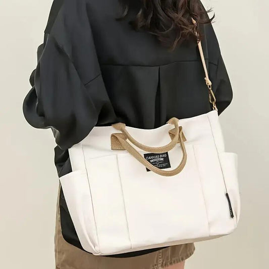 Multi Pocket Tote Bag For Women, Retro Canvas Shoulder Bag, Versatile Crossbody Bag For Daily Use - My Store