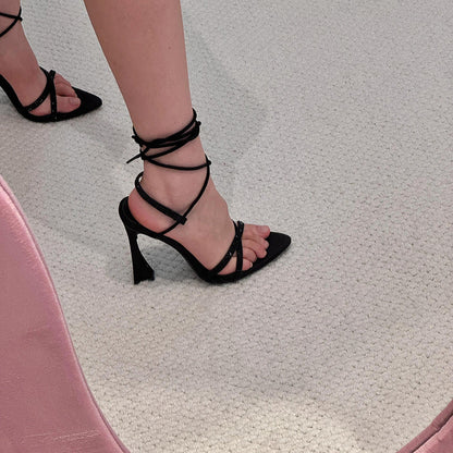 High Heels Black Low-cut Sandals - My Store