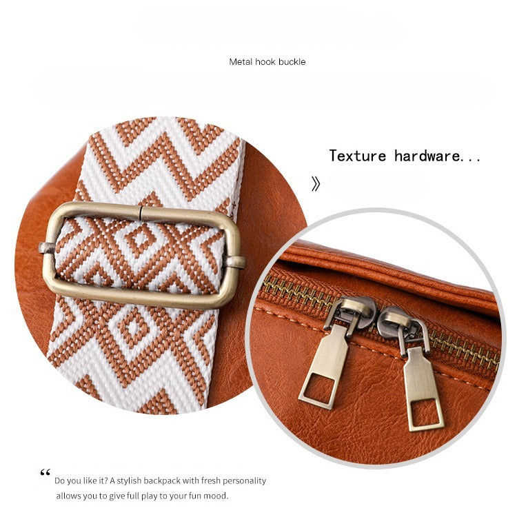 Women Chest Bag Sling Bag, Guitar Strap Small Crossbody PU Leather Satchel Daypack - My Store