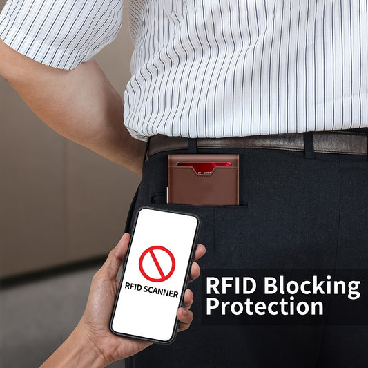 Genuine Leather Bifold Wallet Men, RFID Shielding Wallet Front Pocket Wallet, Suitable For Son And Daughter To Send Daddy's Wallet - My Store