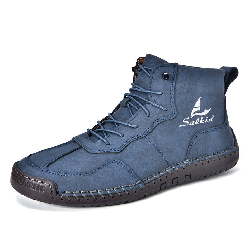 Leather Shoes High-top Retro Casual Boots - My Store