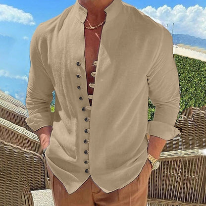 Cotton And Linen Casual Loose Long Sleeve Shirt - My Store