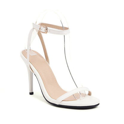 Sexy Stiletto Heel Super High Buckle Hollow-out Solid Color Sandals - My Store