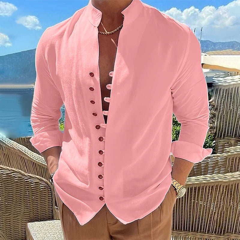Cotton And Linen Casual Loose Long Sleeve Shirt - My Store